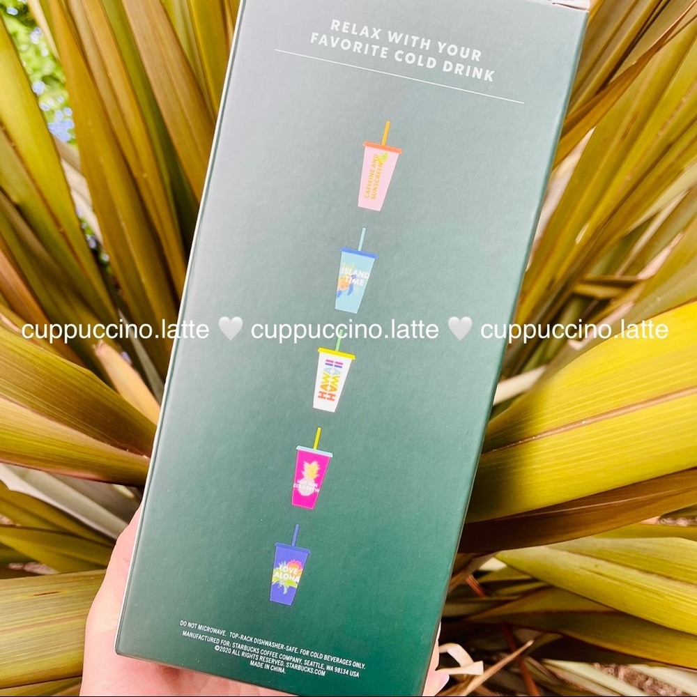 🌈NEW🌈Starbucks 2020 Hawaii Box of 5 Reusable Printed Cold Cups - Picture 7 of 11